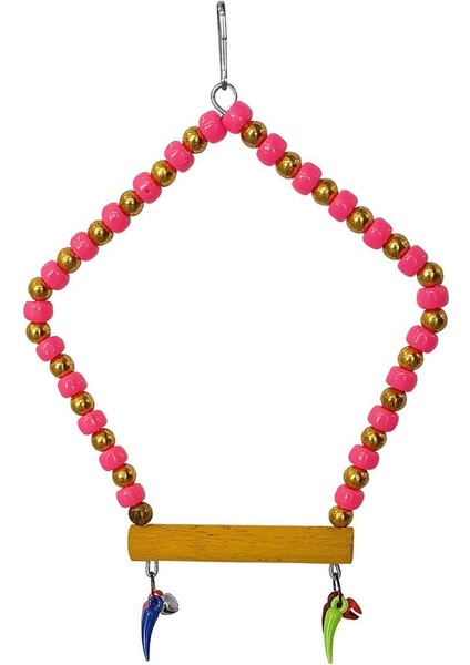 Beşgen Çanlı Muhabbet Kuşu Salıncağı 7-14 cm Renkli