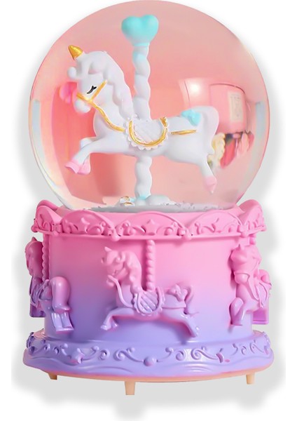 Müzikli Unicorn Kar Küresi - Dekoratif LED Işıklı Kutu