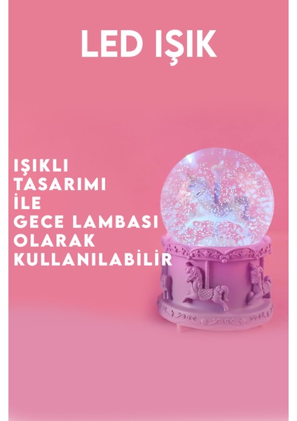 Müzikli Unicorn Kar Küresi - Dekoratif LED Işıklı Kutu fırsatları