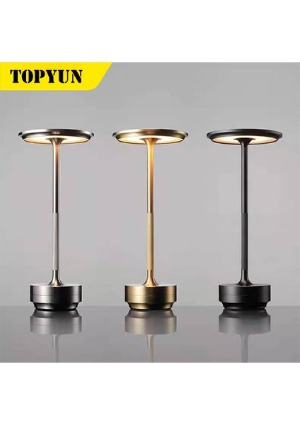 Kablosuz LED Masa Lambası – Alüminyum Gövde, Dokunmatik Kontrol, 3 Renkli Işık, 2600MAH Şarjlı,6-8 Saat Kullanım, Modern Tasarım, Restoran ve Ev Için Atmosfer Aydınlatması