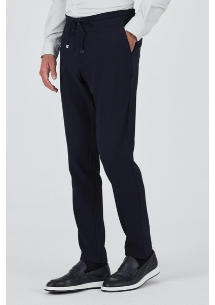 Koyu Lacivert Esnek Lastikli Yandan Cepli Casual Comfort Fit Jogger Pantolon 1003250210 fiyatları
