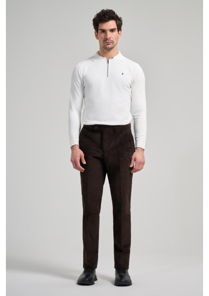 Koyu Kahverengi Pamuklu Yandan Cepli Comfort Fit Kadife Pantolon 1003245160 fiyatları