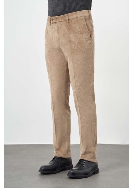 Bej Pamuklu Yandan Cepli Comfort Fit Kadife Pantolon 1003245160 modelleri