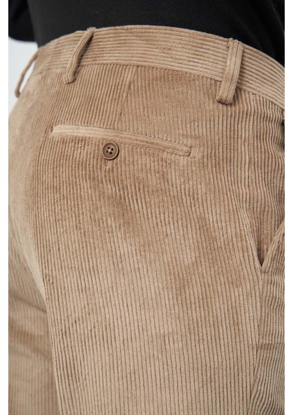 Bej Pamuklu Yandan Cepli Comfort Fit Kadife Pantolon 1003245160 fırsatları