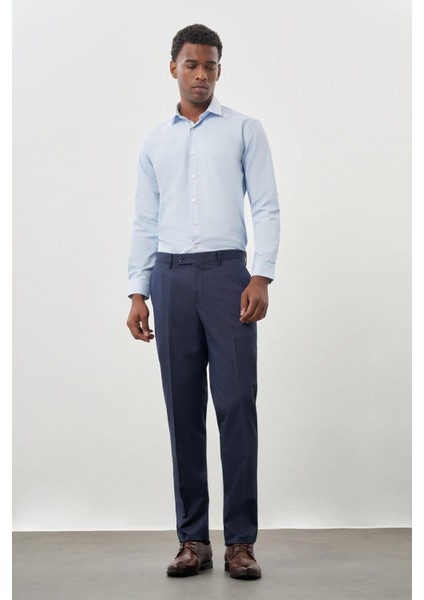 Lacivert Kendinden Desenli Bez Ayağı Yan Cep Comfort Fit Classic Pantolon 1003245166 fiyatları
