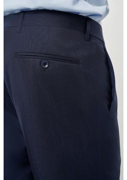 Lacivert Kendinden Desenli Bez Ayağı Yan Cep Comfort Fit Classic Pantolon 1003245166 indirimleri