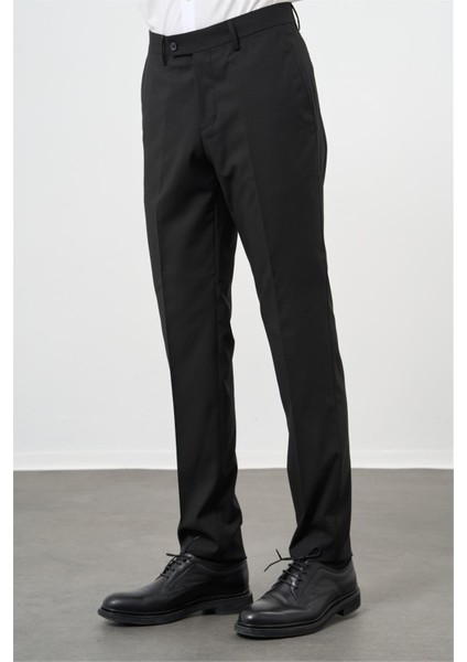 Siyah Esnek Yandan Cepli Comfort Fit Classic Pantolon 1003240914