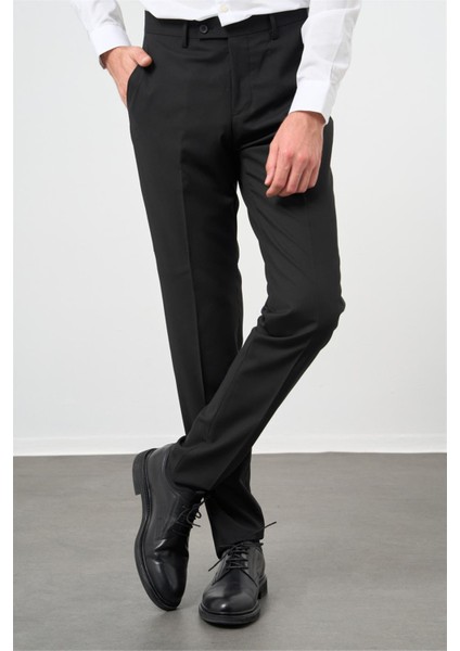 Siyah Esnek Yandan Cepli Comfort Fit Classic Pantolon 1003240914