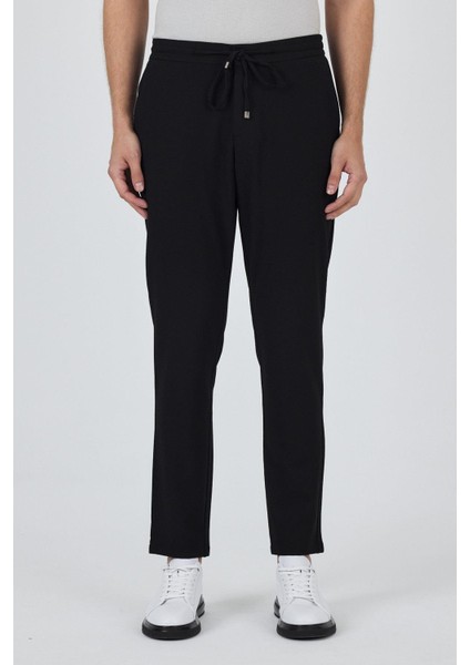 Siyah Esnek Lastikli Yandan Cepli Casual Comfort Fit Jogger Pantolon 1003250210