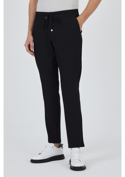 Siyah Esnek Lastikli Yandan Cepli Casual Comfort Fit Jogger Pantolon 1003250210