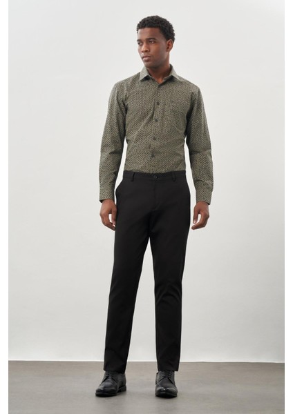 Siyah Pamuklu Yandan Cepli Casual Comfort Fit Chino Pantolon 1003245169 modelleri