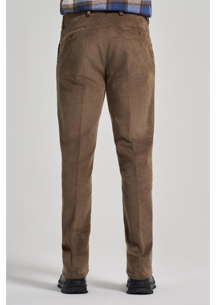 Koyu Bej Pamuklu Yandan Cepli Comfort Fit Kadife Pantolon 1003245160 indirimleri