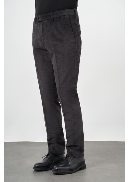 Koyu Antrasit Pamuklu Yandan Cepli Comfort Fit Kadife Pantolon 1003245160 fiyatları