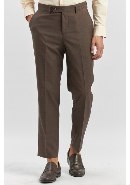 Koyu Kahverengi Esnek Yandan Cepli Comfort Fit Classic Pantolon 1003240163 fırsatları