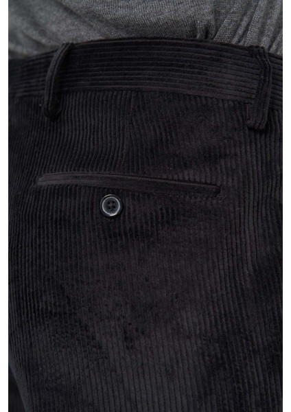 Siyah Pamuklu Yandan Cepli Comfort Fit Kadife Pantolon 1003245160 indirimleri