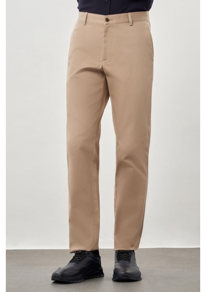 Koyu Bej Pamuklu Yandan Cepli Casual Comfort Fit Chino Pantolon 1003245169