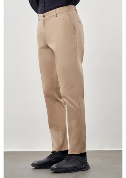 Koyu Bej Pamuklu Yandan Cepli Casual Comfort Fit Chino Pantolon 1003245169 modelleri