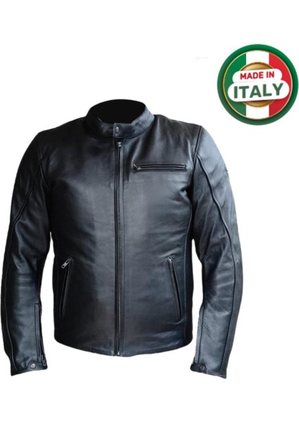 Teksas Hakiki Deri Erkek Motosiklet Montu