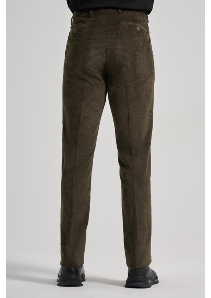 Koyu Haki Pamuklu Yandan Cepli Comfort Fit Kadife Pantolon 1003245160 indirimleri