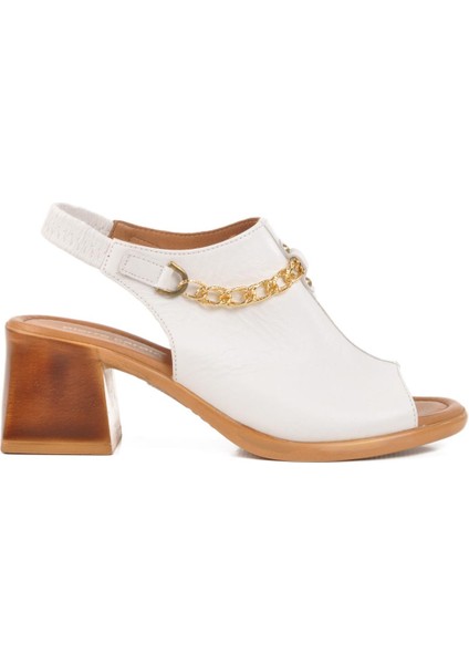 PC-54632 Z Beyaz Hakiki Deri Kadın Sandalet modelleri