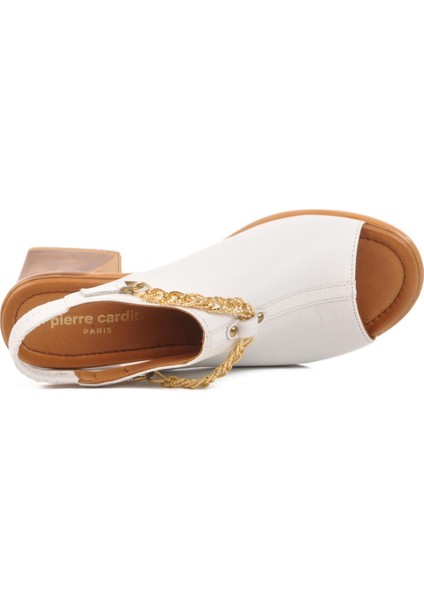 PC-54632 Z Beyaz Hakiki Deri Kadın Sandalet fırsatları