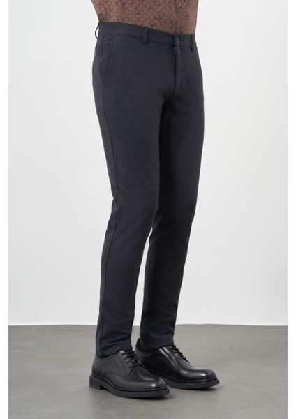 Koyu Lacivert Esnek Yandan Cepli Casual Comfort Fit Chino Pantolon 1003245158