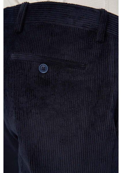 Koyu Lacivert Pamuklu Yandan Cepli Comfort Fit Kadife Pantolon 1003245160 fırsatları