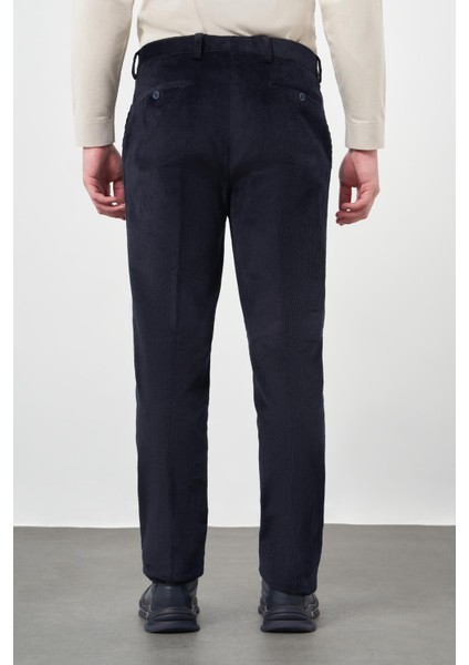 Koyu Lacivert Pamuklu Yandan Cepli Comfort Fit Kadife Pantolon 1003245160 indirimleri