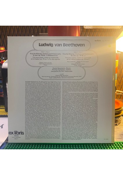 Beethoven, Pinchas Zukerman , Jacqueline Du Pré , Daniel Barenboim – Klaviertrios Op. 70 Nr. 1 D-Dur "geistertrio" • Nr. 2 Es-Dur Plak Isviçre Baskı fiyatları