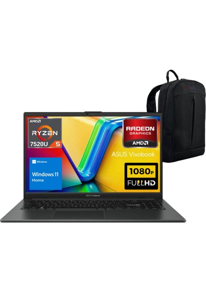 Vivobook 15 E1504FA-NJ993 Amd Ryzen 5 7520U 8gb 512GB SSD Windows 11 Home 15.6" Fhd Taşınabilir Bilgisayar - Webzone Çanta Wz1