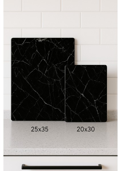 2'li Temperli Cam Kesme Tahtası 20X30 & 25X35 cm | Desenli Antibakteriyel Mutfak Doğrama Camı