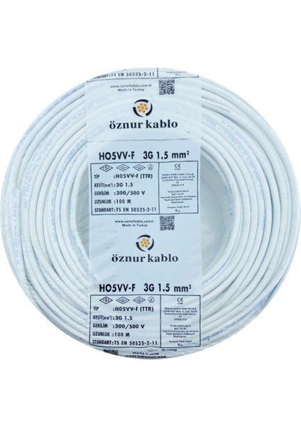 3×1,5 Ttr Kablo 100MT