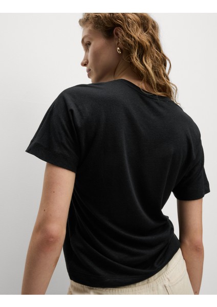 Keten Karışımlı Işlemeli T-Shirt modelleri