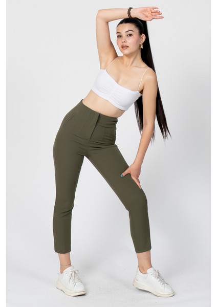 Zr Model Pens Detaylı Yüksek Bel Kumaş Pantolon 30062 modelleri