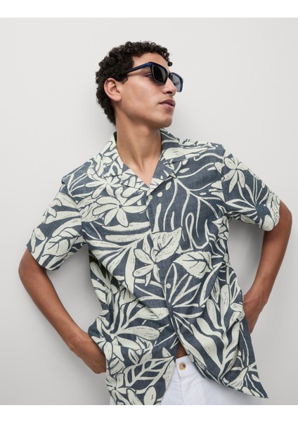 Saf Pamuklu Hawaii Gömlek