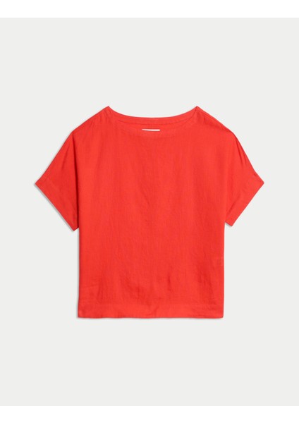 Saf Keten Rahat T-Shirt indirimleri