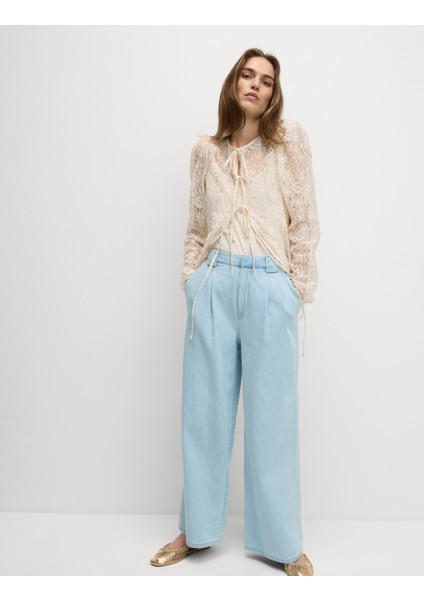 Yüksek Bel Tailored Wide Leg Jean