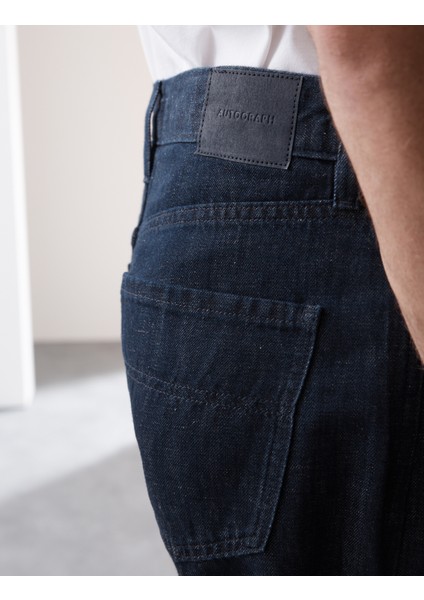 Keten Karışımlı Geniş Paça Jean Pantolon fiyatları