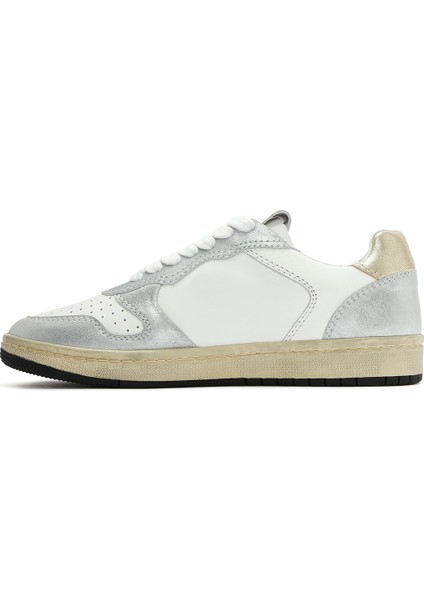 Acbc x Derimod Kadın Gümüş Bağcıklı Simli Deri Sneaker 25SFD4354SM