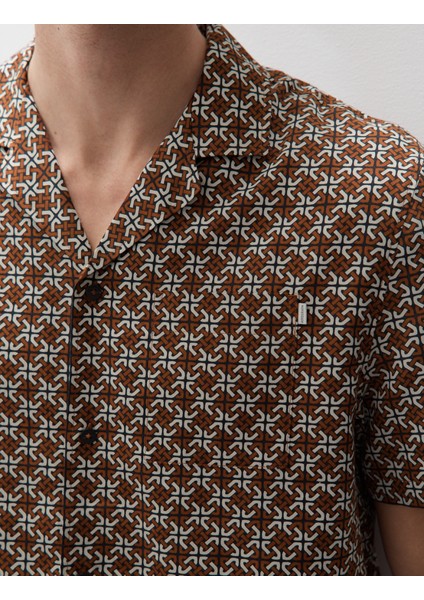Pamuk Karışımlı Geometrik Desenli Pijama Üstü