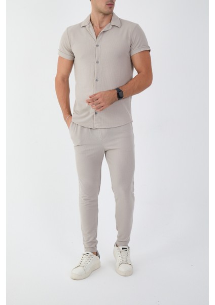 Slim-Fit Waffle Erkek Alt Üst Takım