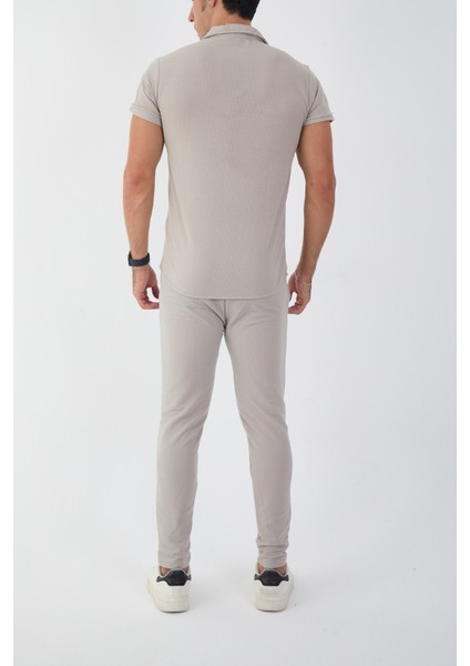 Slim-Fit Waffle Erkek Alt Üst Takım