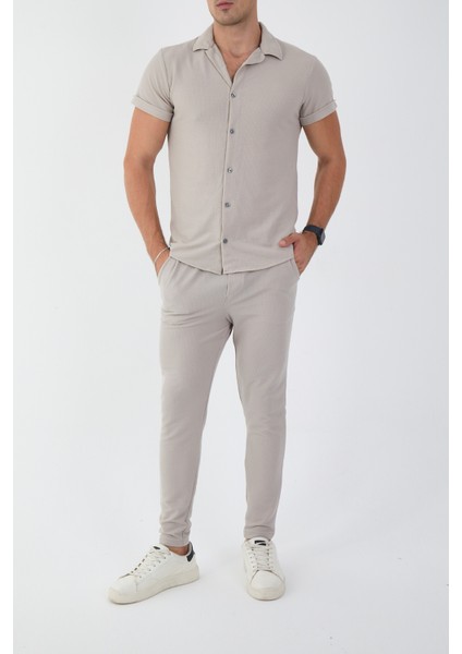 Slim-Fit Waffle Erkek Alt Üst Takım
