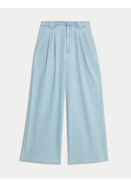 Yüksek Bel Tailored Wide Leg Jean indirimleri