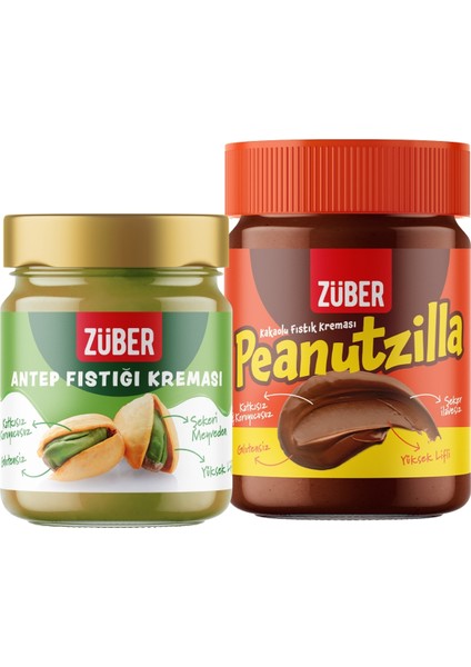 Antep Fıstığı Kreması 200 G + Peanutzilla Kakaolu Fıstık Kreması 315 G