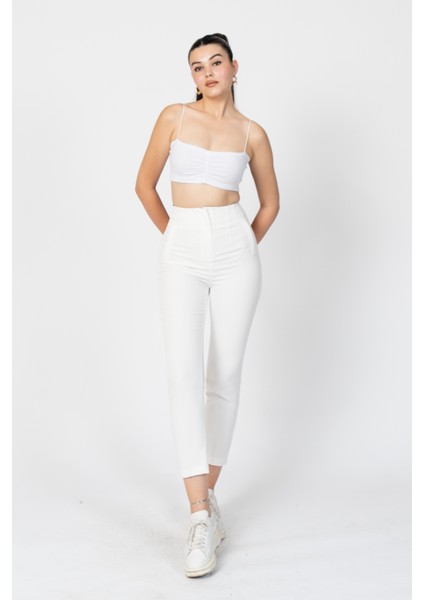 Zr Model Pens Detaylı Yüksek Bel Kumaş Pantolon 30062