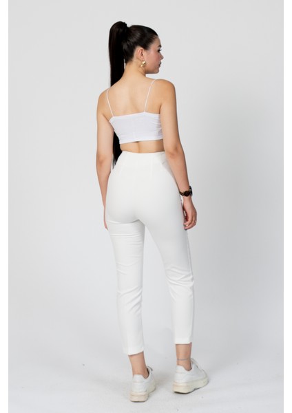 Zr Model Pens Detaylı Yüksek Bel Kumaş Pantolon 30062 fırsatları