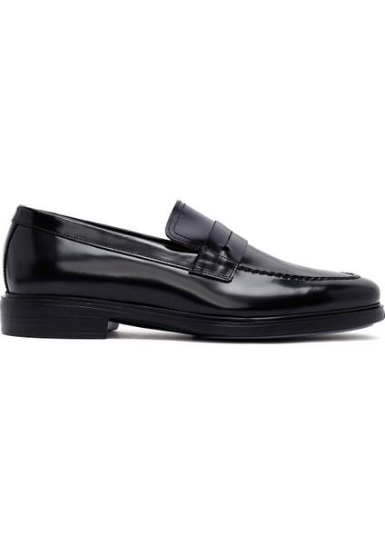 Erkek Siyah Deri Klasik Loafer 25SFD724122
