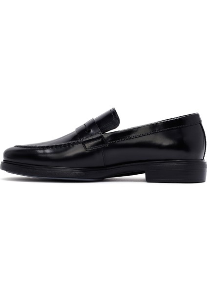 Erkek Siyah Deri Klasik Loafer 25SFD724122