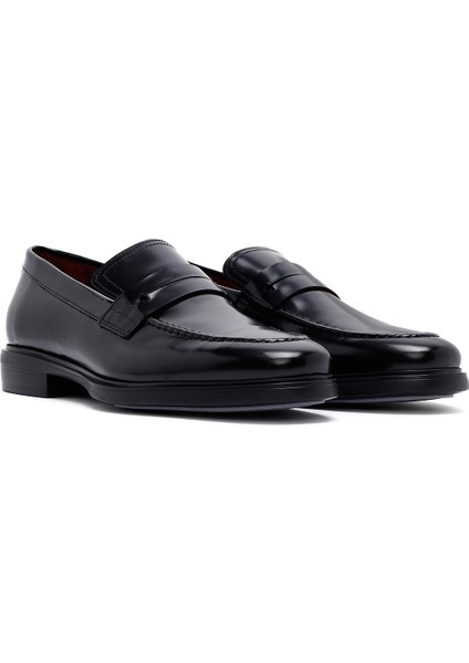 Erkek Siyah Deri Klasik Loafer 25SFD724122